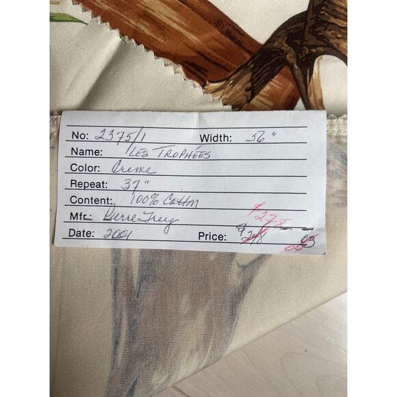 Pierre Frey "Les Trophees" fabric vintage swatch 27 х 34 - Picture 4 of 5